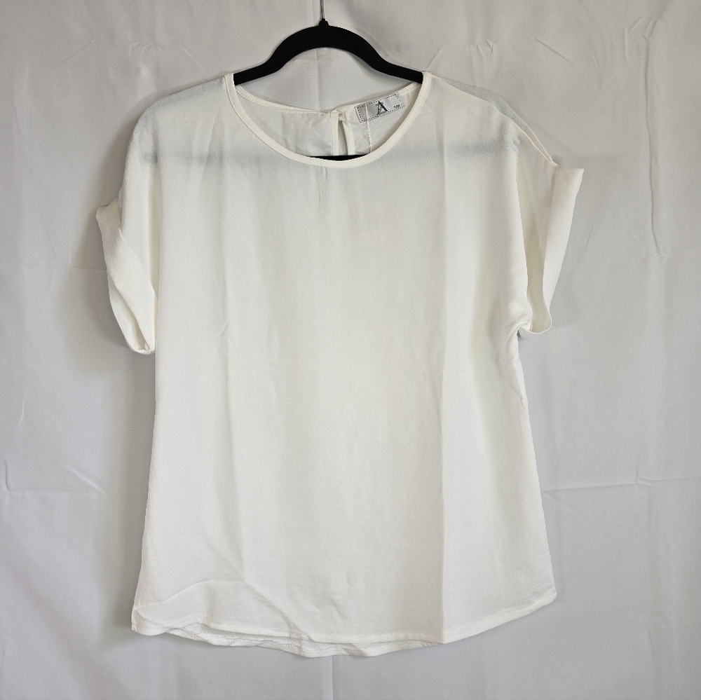 White Short Sleeve Lightweight Blouse